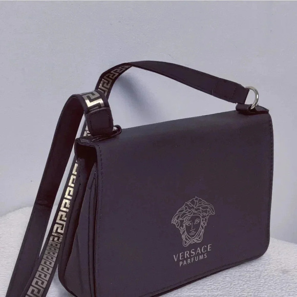 Versace Perfumes expandable black logo shoulder bag - Picture 12 of 16